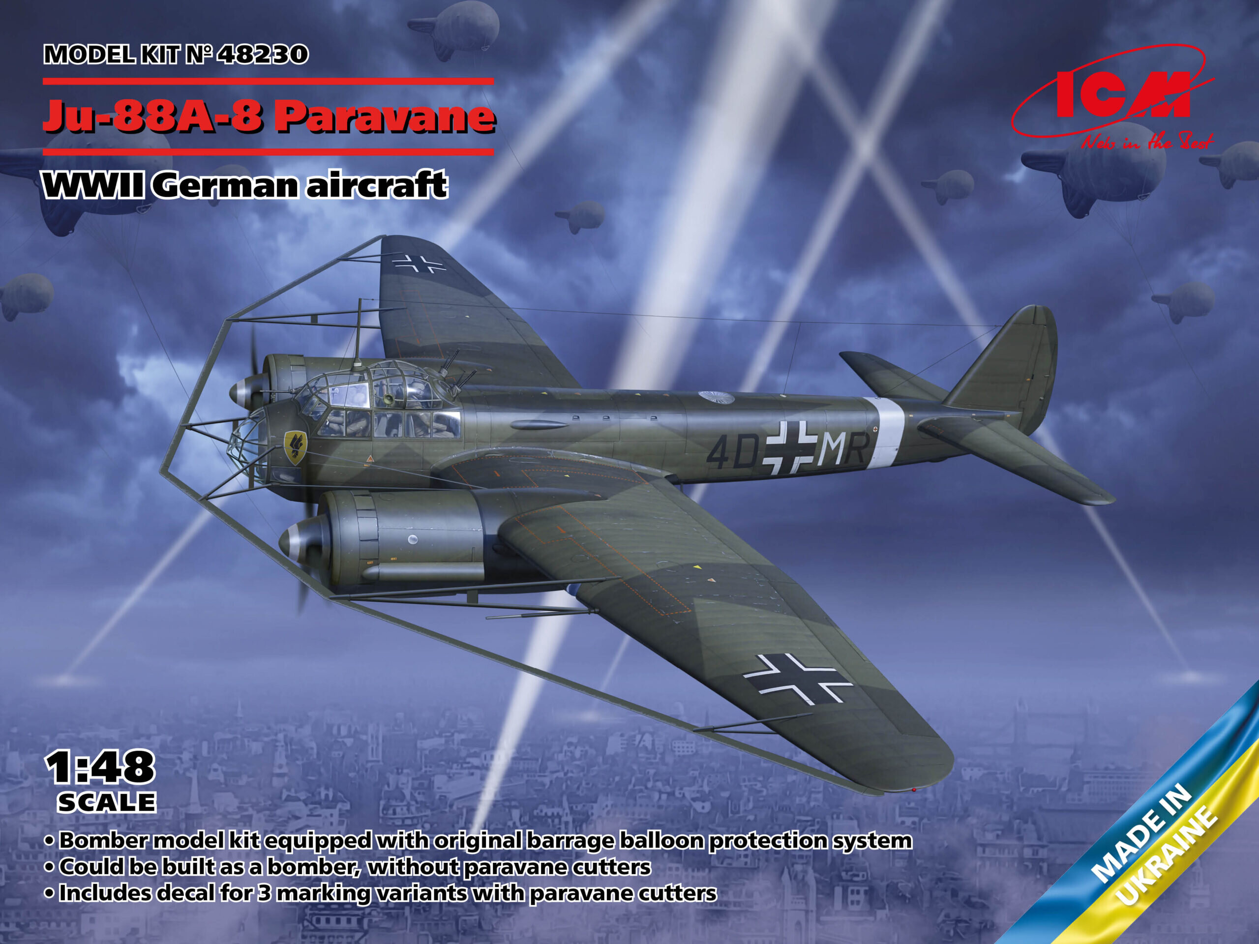 Klijuojamas Modelis ICM 48230 WWII German aircraft Ju-88A-8 Paravane 1/48  kaina