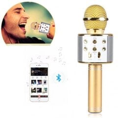 WS-858 belaidis karaoke mikrofonas- Bluetooth rankinis garsiakalbis, auksinis kaina ir informacija | Mikrofonai | pigu.lt