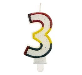 Skaičių torto žvakė "3", 7 cm SW-CBR3 kaina ir informacija | Dekoracijos šventėms | pigu.lt