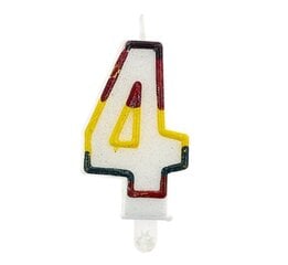 Skaičių torto žvakė "4", 7cm SW-CBR4 kaina ir informacija | Dekoracijos šventėms | pigu.lt