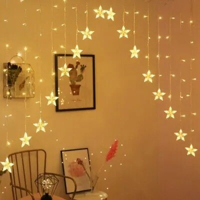 LED šviesos užuolaida "Stars" 245x100CM 136 LED, šilta balta цена и информация | Girliandos | pigu.lt