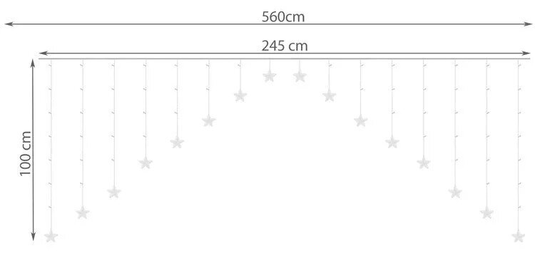 LED šviesos užuolaida "Stars" 245x100CM 136 LED, šilta balta kaina ir informacija | Girliandos | pigu.lt