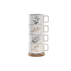 Dkd Home Decor kavos puodelių rinkinys su stovu, 260 ml, 4 vnt. kaina ir informacija | Taurės, puodeliai, ąsočiai | pigu.lt