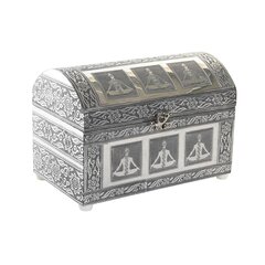 Шкатулка DKD Home Decor Серебристый Деревянный Алюминий Зеленый 25 x 15 x 18 cm цена и информация | Ящики для вещей | pigu.lt