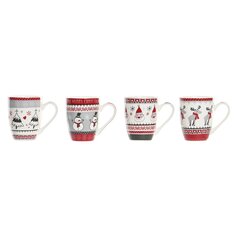 Кружка Mug DKD Home Decor Фарфор (340 мл) (4 штук) цена и информация | Стаканы, фужеры, кувшины | pigu.lt