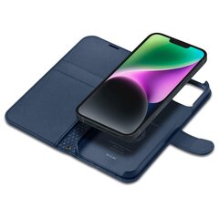 Кожаный бумажник с откидной крышкой Spigen Wallet S для iPhone 14, синий цена и информация | Чехлы для телефонов | pigu.lt