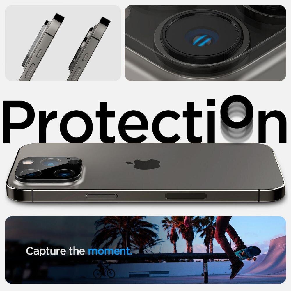 Spigen Optik kameros apsauga iPhone 14 Pro / 14 Pro Max Black kaina ir informacija | Apsauginės plėvelės telefonams | pigu.lt