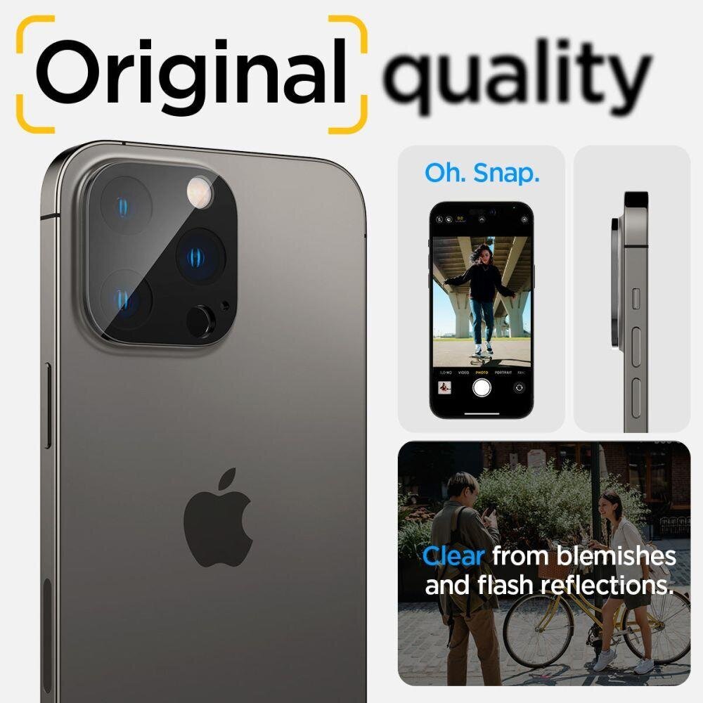 Spigen Optik kameros apsauga iPhone 14 Pro / 14 Pro Max Black kaina ir informacija | Apsauginės plėvelės telefonams | pigu.lt