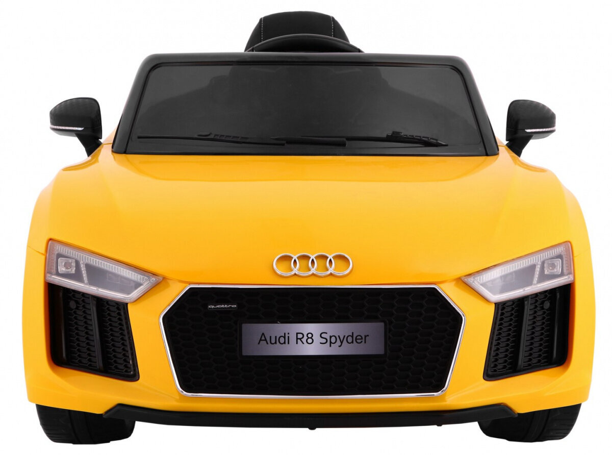Vienvietis vaikiškas elektromobilis AUDI R8 Spyder, geltonas kaina ir informacija | Elektromobiliai vaikams | pigu.lt