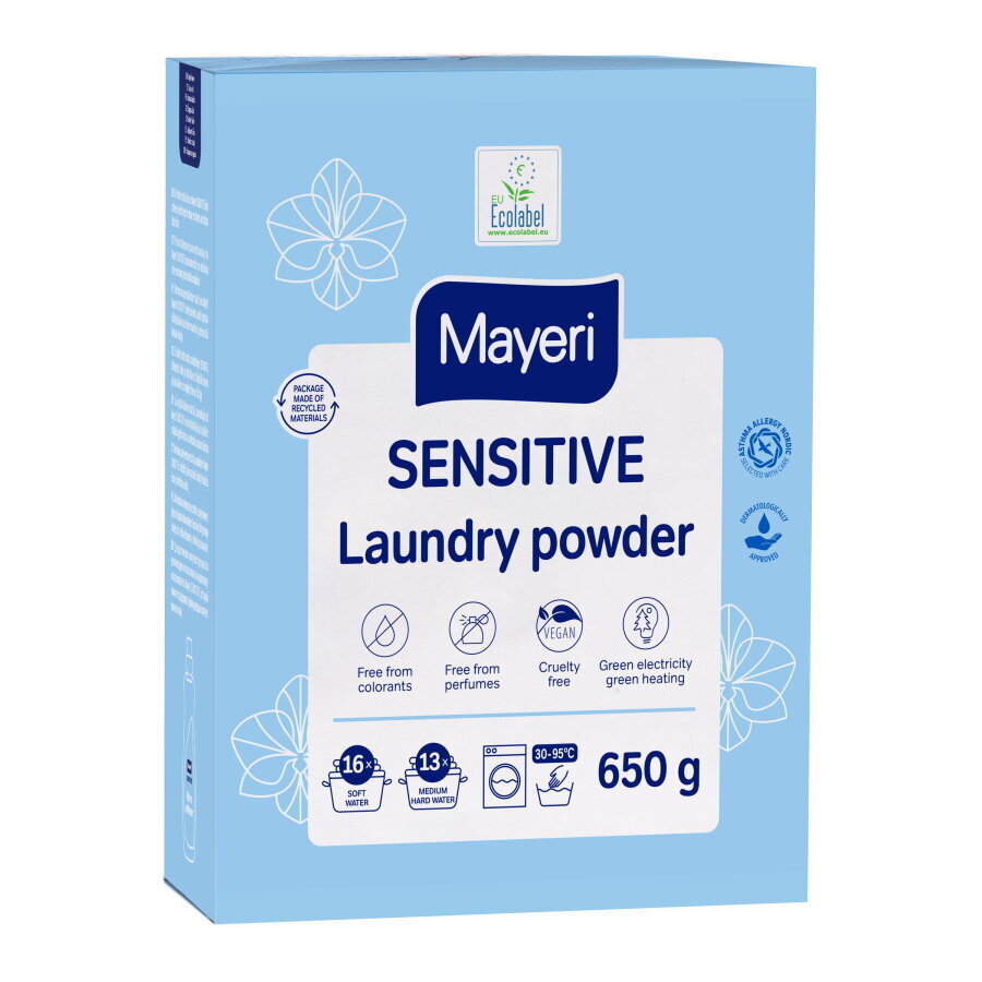 MAYERI Sensitive skalbimo milteliai 650g цена и информация | Skalbimo priemonės | pigu.lt