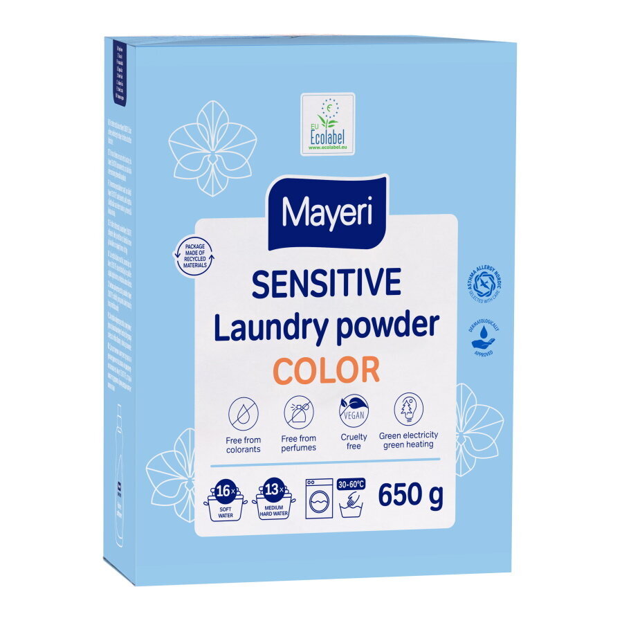 MAYERI Sensitive Color skalbimo milteliai 650g цена и информация | Skalbimo priemonės | pigu.lt
