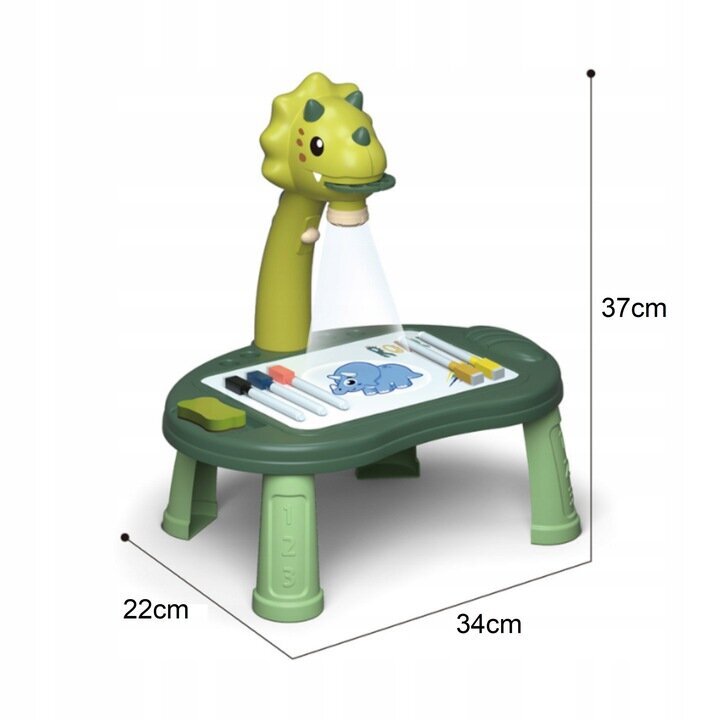 Projektorius piešimui su stalu "žalias dinozauras-triceraptor" + stalo žaidimai kaina ir informacija | Lavinamieji žaislai | pigu.lt