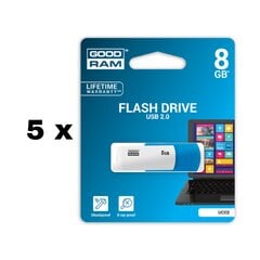 USB накопитель 2.0 GOODRAM UCO2 8GB, черный/белый, упаковка 5 шт. цена и информация | USB накопители | pigu.lt