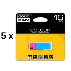 Atmintinė USB 2.0 COLOUR MIX, 16GB pakuotė 5 vnt. kaina ir informacija | Goodram Duomenų laikmenos | pigu.lt