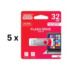 Atmintinė USB 3.0 GOODRAM UTS3 32GB, raudona sp. pakuotė 5 vnt. kaina ir informacija | Goodram Duomenų laikmenos | pigu.lt