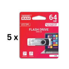 Atmintinė USB 3.0 GOODRAM UTS3 64GB, juoda sp. pakuotė 5 vnt. kaina ir informacija | Goodram Duomenų laikmenos | pigu.lt