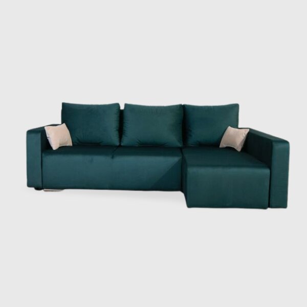 Kampinė sofa - lova Megan, tamsiai žalios spalvos kaina ir informacija | Minkšti kampai | pigu.lt