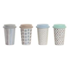 Dkd home decor porcelianiniai puodeliai su dangteliais, 400 ml, 4 vnt kaina ir informacija | Taurės, puodeliai, ąsočiai | pigu.lt