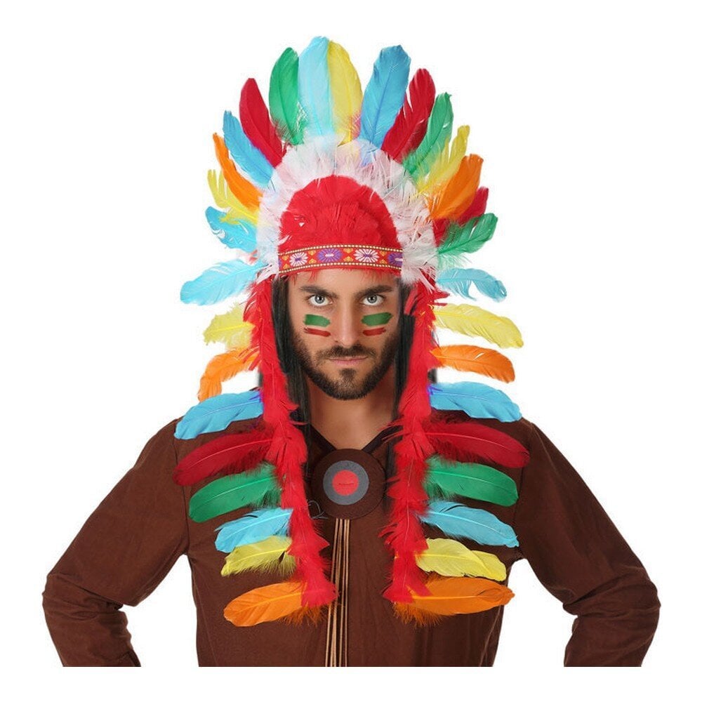 Amerikos indėnų galvos apdangalas 58840 Spalvotas(29 x 90 cm) kaina ir informacija | Karnavaliniai kostiumai | pigu.lt