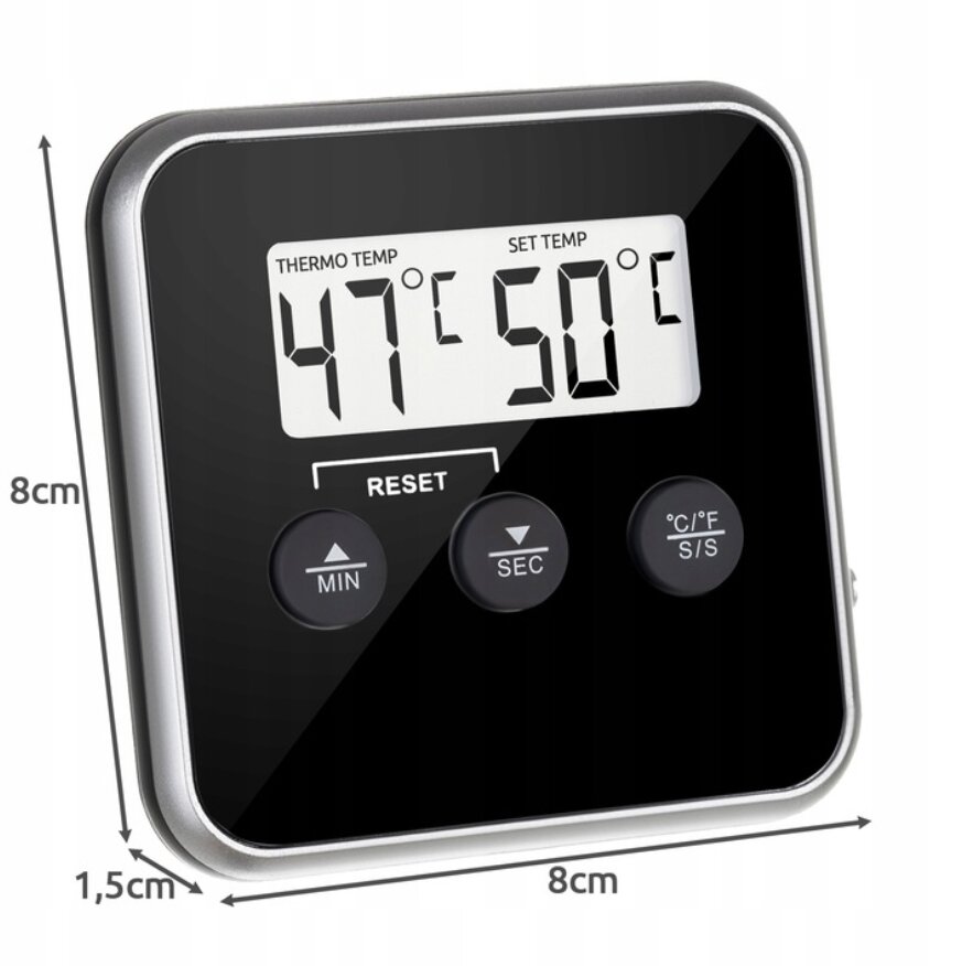 Orkaitės termometras, skaitmenini virtuvės termometras su zondu kaina ir informacija | Išskirtiniai maisto gaminimo prietaisai | pigu.lt