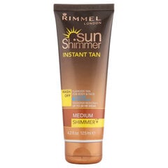 Savaiminio įdegio balzamas kūnui ir veidui Rimmel London Sun Shimmer Instant Tan Shimmer 125 ml, Medium Shimmer kaina ir informacija | Savaiminio įdegio kremai | pigu.lt