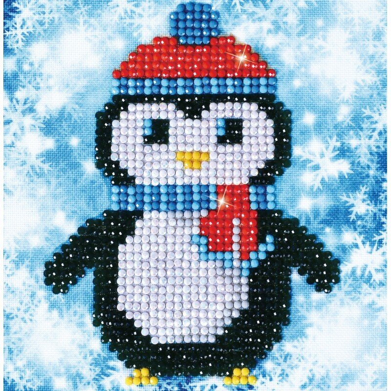 Deimantinė mozaika Christmas Penguin Picture, 13,54x13,54 cm цена и информация | Deimantinės mozaikos | pigu.lt