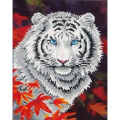 Deimantinė mozaika White Tiger In Autumn, 45,72x35,50 cm kaina ir informacija | Deimantinės mozaikos | pigu.lt