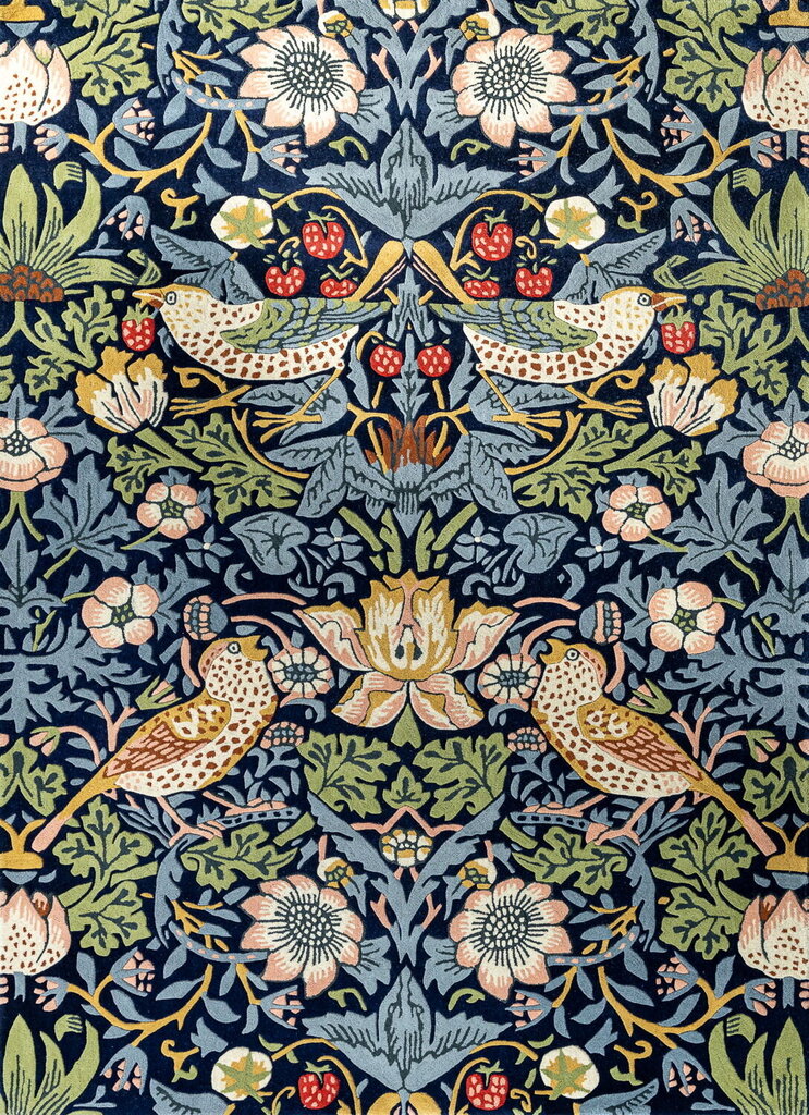 Kilimas Morris &amp; Co Strawberry Thief Indigo 027708 200x280 cm цена и информация | Kilimai | pigu.lt