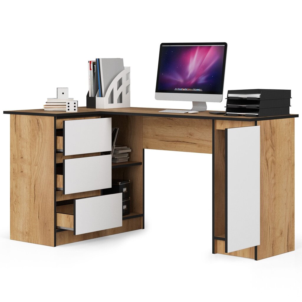 Rašomasis stalas Akord B20 155, rudas/baltas kaina ir informacija | Kompiuteriniai, rašomieji stalai | pigu.lt