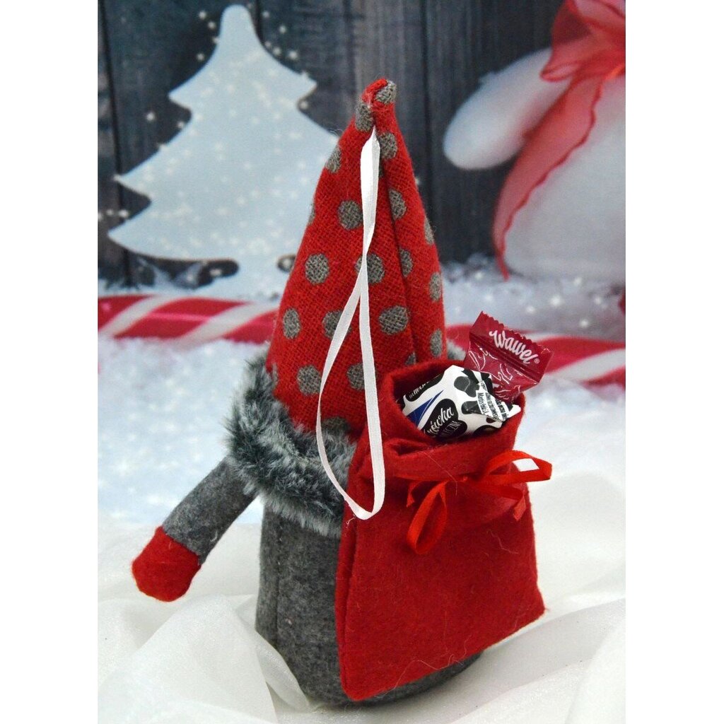 Saska Garden Kalėdinė dekoracija Nykštukas su dovanų maišeliu, 20 cm kaina ir informacija | Kalėdinės dekoracijos | pigu.lt