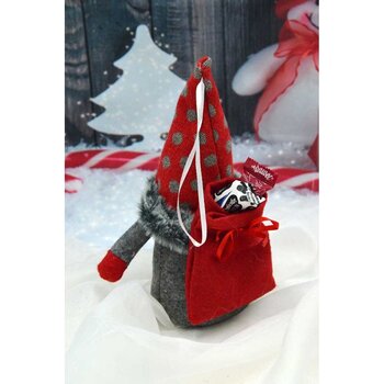 Новогоднее украшение Saska Garden Гном с подарочным пакетом, 20 см цена и информация | Рождественские украшения | pigu.lt