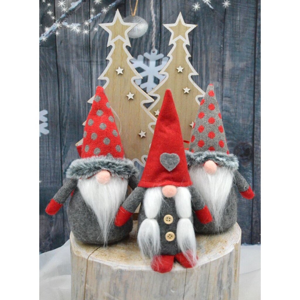 Saska Garden Kalėdinė dekoracija Nykštukas su dovanų maišeliu, 20 cm kaina ir informacija | Kalėdinės dekoracijos | pigu.lt