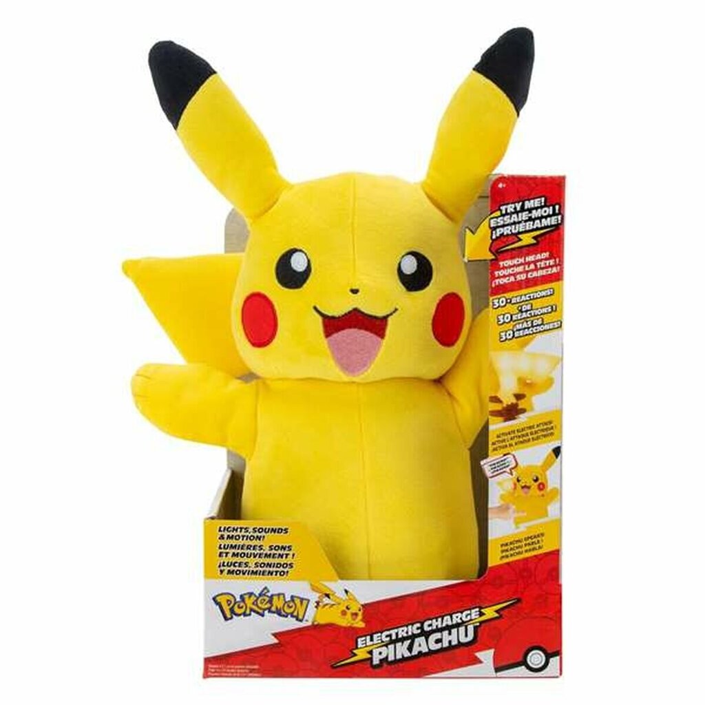 Pūkuotas šviečiantis žaislas Pokémon Electric Charge Pikachu 32 cm kaina ir informacija | Minkšti (pliušiniai) žaislai | pigu.lt