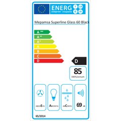 Традиционная вытяжка Mepamsa SUPERLINE GLASS 415 m3/h 60 cm 69 dB 140 W Чёрный цена и информация | Вытяжки на кухню | pigu.lt