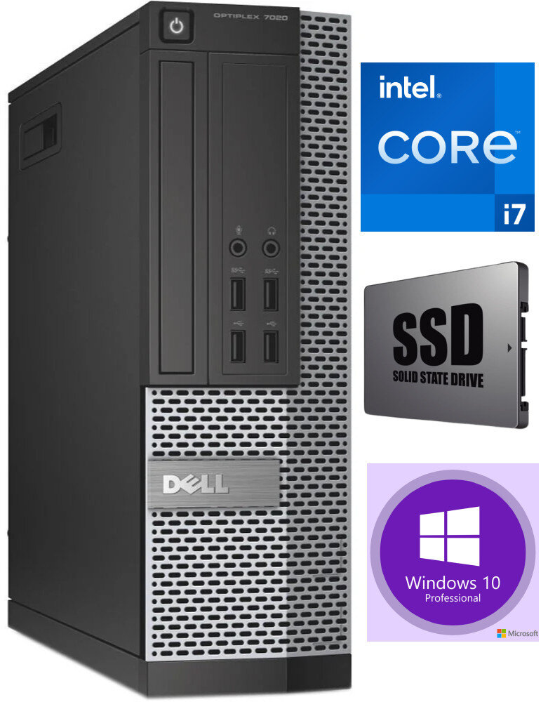 7020 SFF i7-4770 4GB 120GB SSD Windows 10 Professional kaina ir informacija | Stacionarūs kompiuteriai | pigu.lt