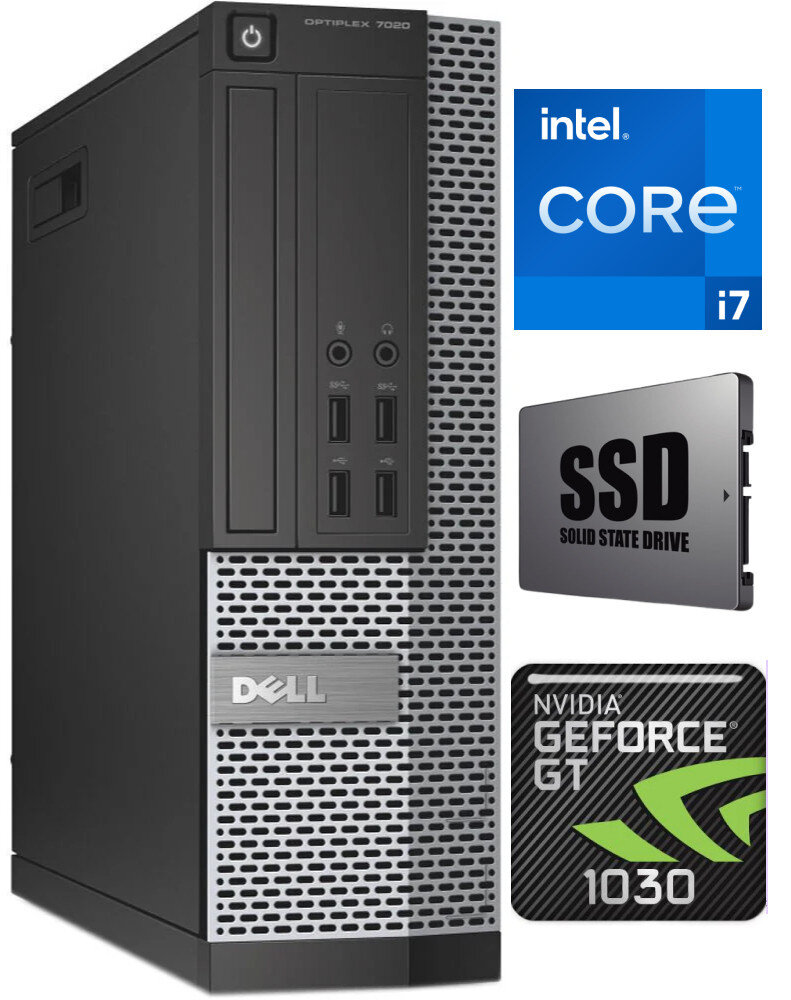 7020 SFF i7-4770 4GB 240GB SSD 1TB HDD GT1030 2GB Windows 10 Professional kaina ir informacija | Stacionarūs kompiuteriai | pigu.lt