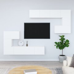 Sieninė televizoriaus spintelė, balta, apdirbta mediena kaina ir informacija | TV staliukai | pigu.lt