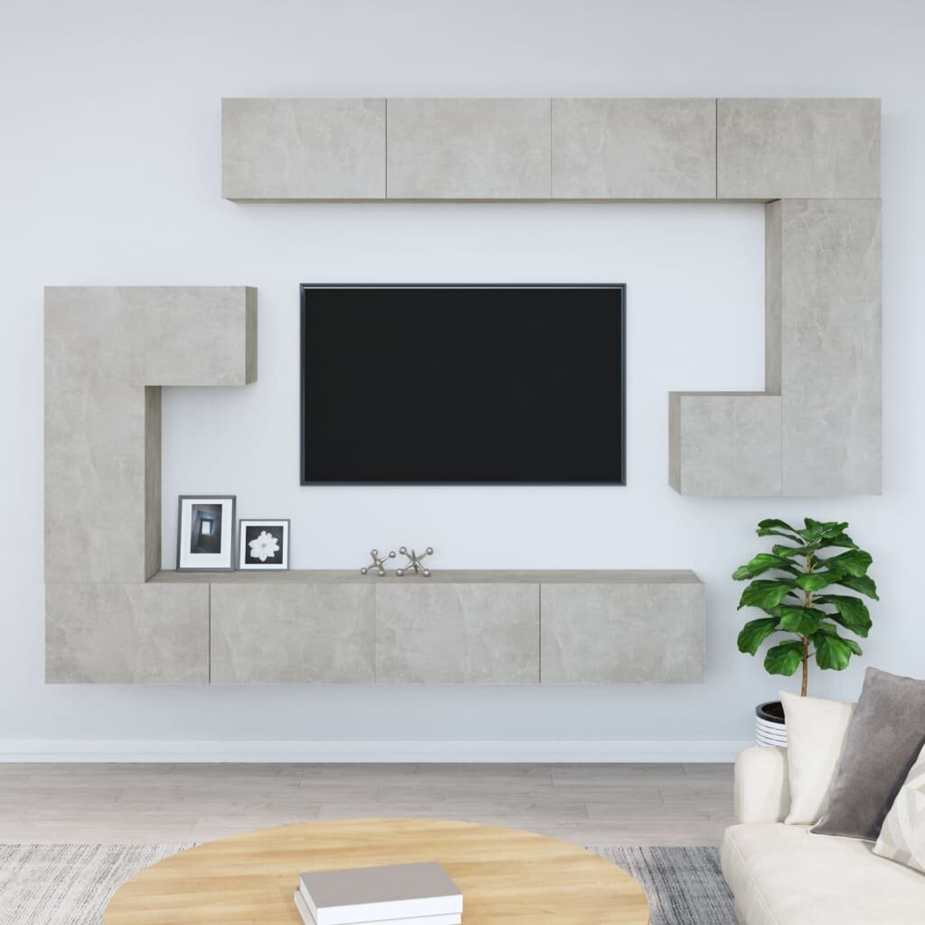 Sieninė televizoriaus spintelė, betono pilka, apdirbta mediena kaina ir informacija | TV staliukai | pigu.lt