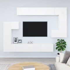 Sieninė televizoriaus spintelė, balta, apdirbta mediena, blizgi цена и информация | Тумбы под телевизор | pigu.lt
