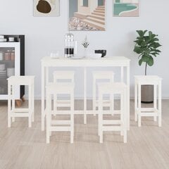 Baro baldų komplektas, Pušies medienos masyvas, 7 dalių, balta kaina ir informacija | Virtuvės baldų komplektai | pigu.lt