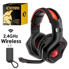 „Empire Gaming“ - „Warcry P -W1“ žaidimų ausinių MIT MIKRO - PC/PS4/PS5/Xbox/Nintendo Switch/Mac -2.4 GHz Wireless - Surround Sound Stereo - LED ROT kaina ir informacija | Ausinės | pigu.lt