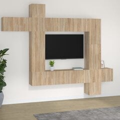 Televizoriaus spintelių komplektas, Mediena, 9 dalių, ąžuolo spalva kaina ir informacija | TV staliukai | pigu.lt