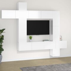 TV spintelių komplektas, Mediena, 9 dalių, balta blizgi spalva kaina ir informacija | TV staliukai | pigu.lt