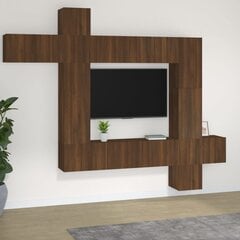 TV spintelių komplektas, Mediena, 9 dalių, ruda ąžuolo spalva kaina ir informacija | TV staliukai | pigu.lt