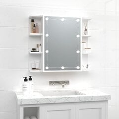 Veidrodinė spintelė su LED, balta цена и информация | Шкафчики для ванной | pigu.lt