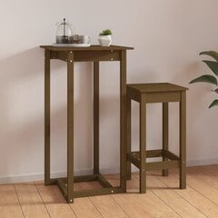 Baro stalas, Pušies medienos masyvas, 60x60x110cm, medaus ruda kaina ir informacija | Virtuvės ir valgomojo stalai, staliukai | pigu.lt