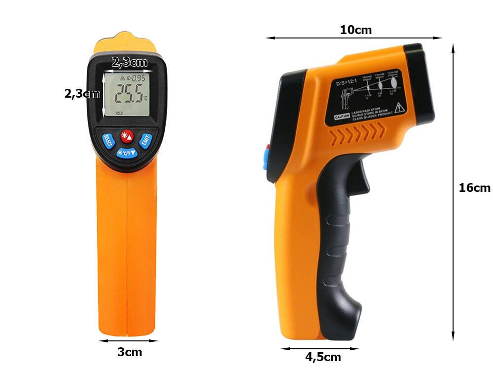 Bekontaktis termometras , -50 +550°c kaina ir informacija | Mechaniniai įrankiai | pigu.lt
