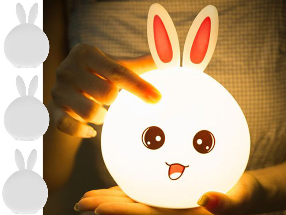 Vaikiška LED RGB naktinė lempa kiškis su USB kaina ir informacija | Vaikiški šviestuvai | pigu.lt