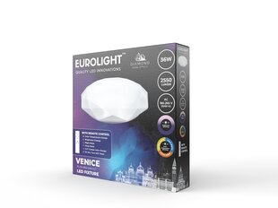 Диммируемый потолочный светильник Eurolight с пультом LED 36 Вт, 2340Лм, 3000K-6500K, Venice PL-DS-36WDIM-CCT цена и информация | Потолочные светильники | pigu.lt