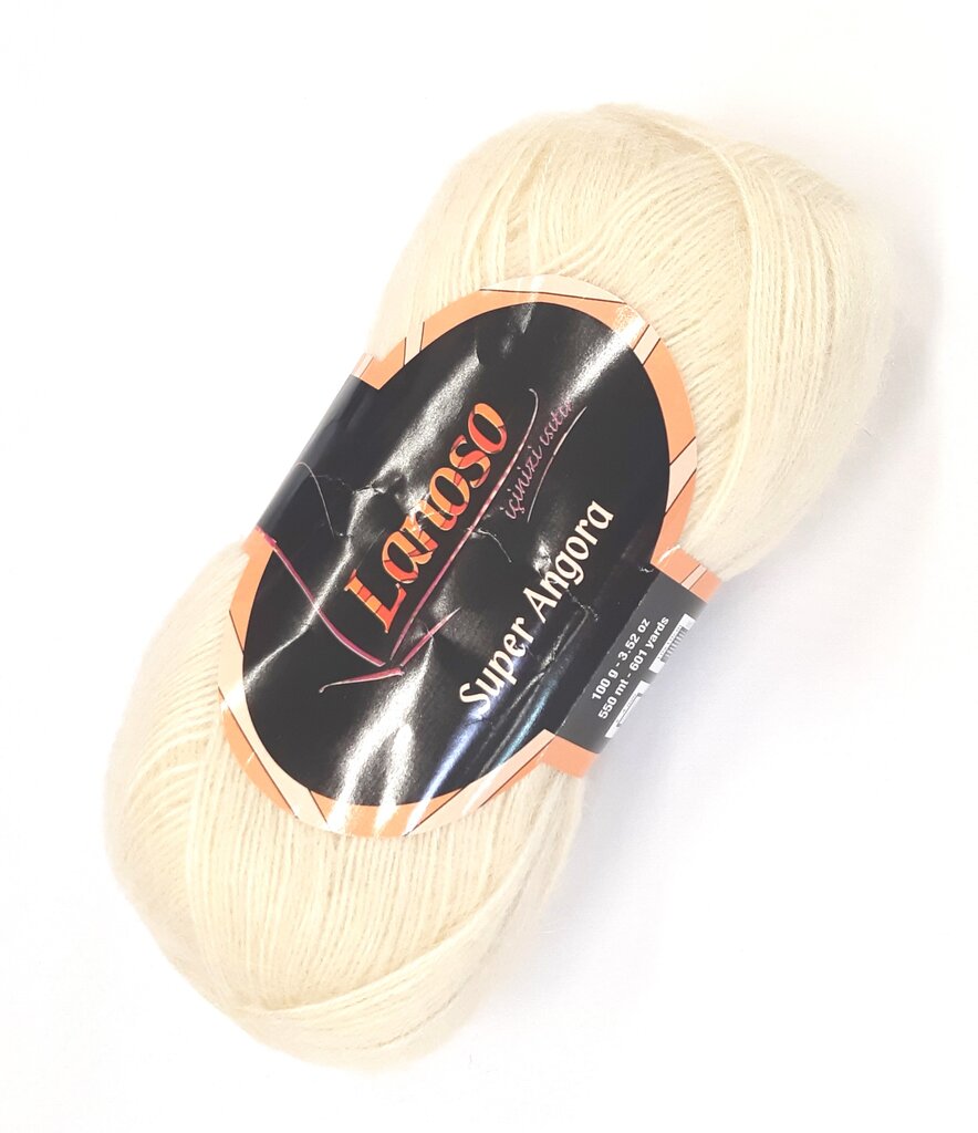 Mezgimo siūlai Lanoso Super Angora 100g; spalva balta 201 цена и информация | Mezgimui | pigu.lt